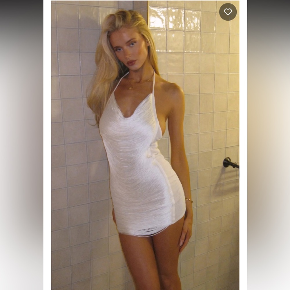 White Fox Boutique Reckless Glamour Fringe Mini Dress